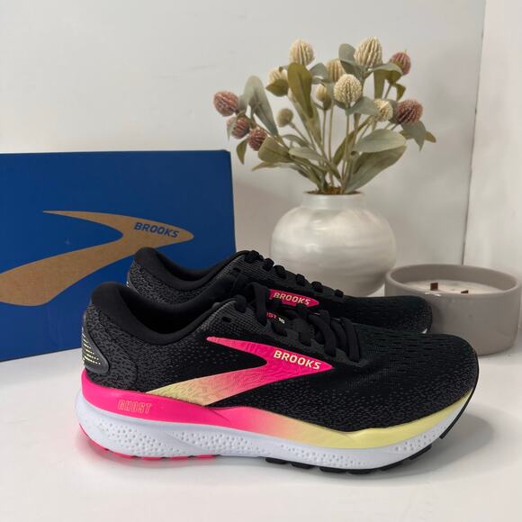 Brooks Ghost 16 Running Sneaker Lace Up Black/Pink 1204071B074 Women 6 M NWB - Picture 3 of 10